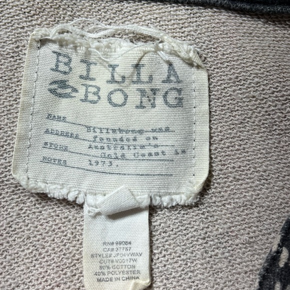 Billabong Comfy Oversized Mexican Aztec Style Boho Hooded Poncho Sweatshirt - Picture 4 of 7